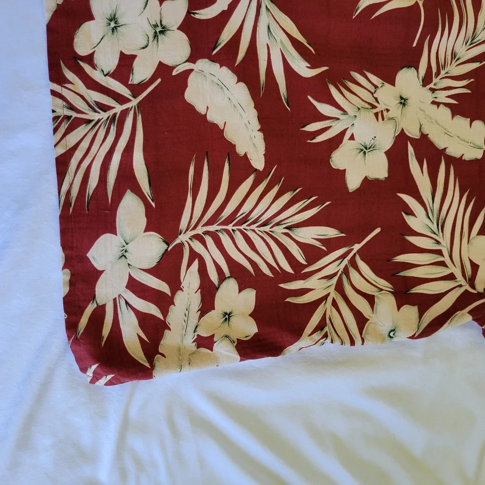 Caribbean XL Silk Hawaiian‎ Shirt Red Floral Button Up
